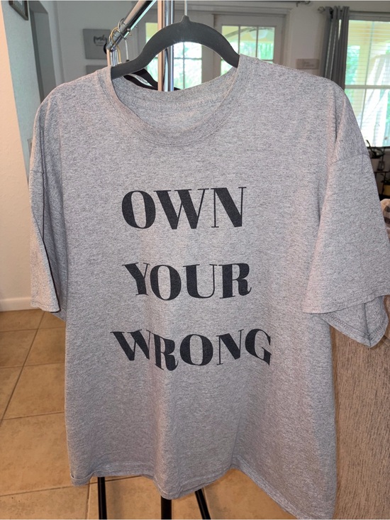 Tops - Heather Grey Graphic Tee with Bold Black Text